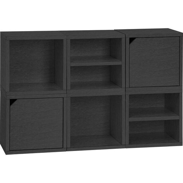 Way Basics 25 in. H x 40 in. W x 11 in. D Black Recycled Materials 6-Cube Storage Organizer