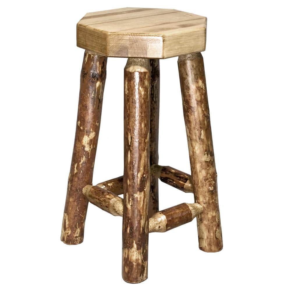 Rustic Glacier Country 30" Brown Wood Backless Barstool