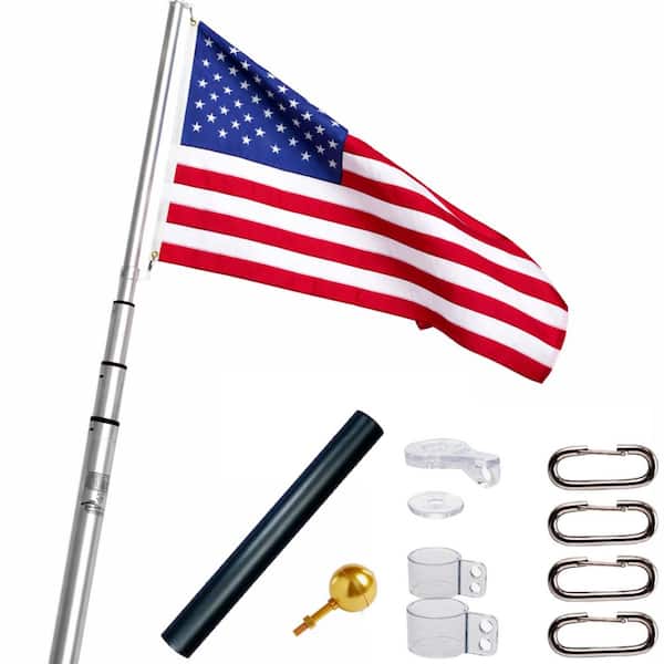 Liberty 21 ft. Aluminum Telescopic Flagpole Kit with Swivels