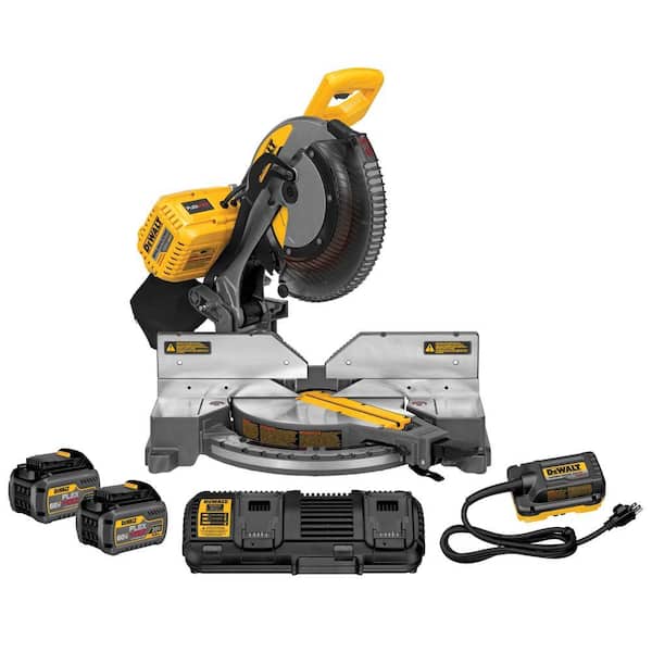 DEWALT FLEXVOLT 120-Volt MAX Lithium-Ion Cordless Brushless 12 in. Miter Saw with AC Adapter, (2) Batteries 2Ah and Charger