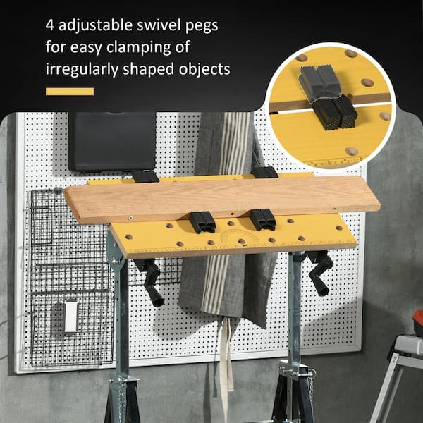 Siavonce 23.5 in. D x 22.5 in. W Wood Work Bench Steel Stand