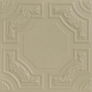 Evergreen Lenox Tan 1.6 ft. x 1.6 ft. Decorative Foam Glue Up Ceiling Tile (21.6 sq. ft./Case)