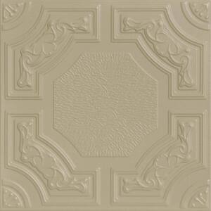 Evergreen Lenox Tan 1.6 ft. x 1.6 ft. Decorative Foam Glue Up Ceiling Tile (21.6 sq. ft./Case)
