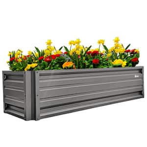 24 inch by 72 inch Rectangle Slate Gray Metal Planter Box