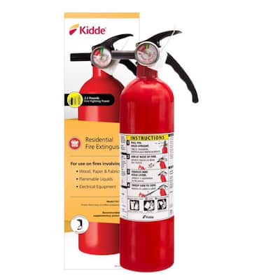 Basic Use Fire Extinguisher with Easy Mount Bracket & Strap, 1-A:10-B:C, Dry Chemical, One-Time Use