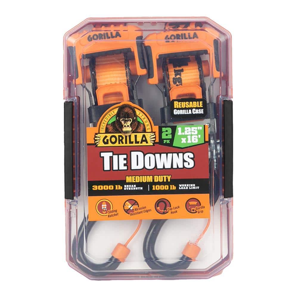 16 ft. x 1.25 in. Medium Duty Tie Down Ratchet Strap (2-Pack)