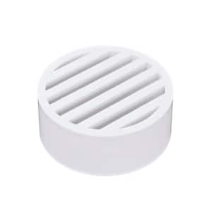 4 in. Round Grate, Fits 4 in. Sewer & Drain Fittings, White PVC