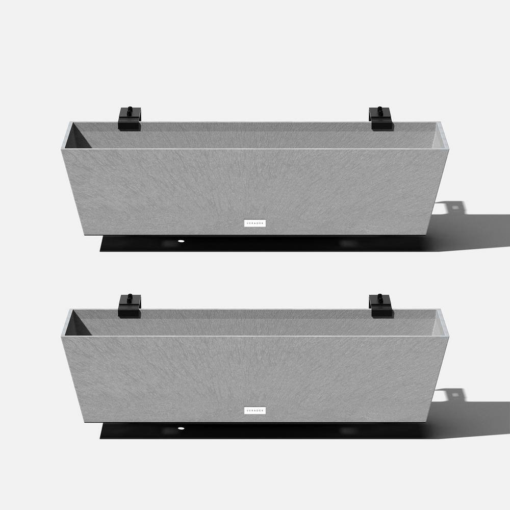 Gray 36" Plastic Railing Planter Set of 2