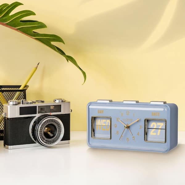 La Crosse Clock Daily Flip Blue Periwinkle Tabletop Alarm Clock