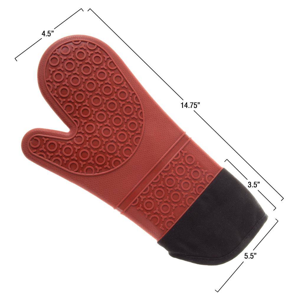 Silicone Black Oven Mitts with Quilted Lining (2-Pack) - thumbnail 2