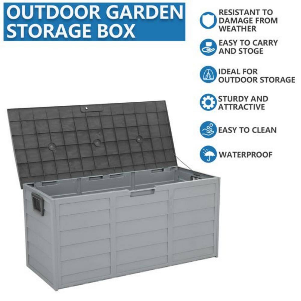 Gray Plastic Lockable Deck Box with Wheels and 75 Gallon Capacity