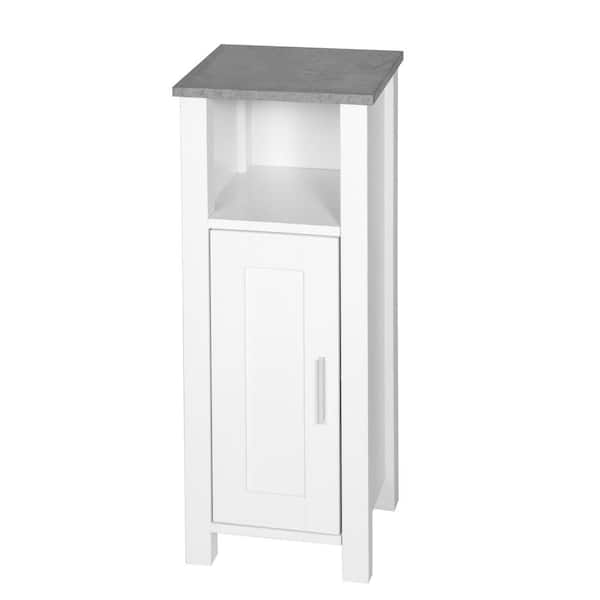 Tileon 11.81 in. W x 11.93 in. D x 31.5 in. H White Particle Board Linen Cabinet