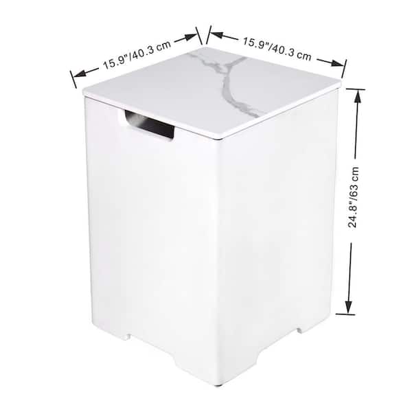 Elementi Plus 16 in. L x 16 in. W x 25 in. H Bianco White Marble Porcelain Propane Tank Cover with Removable Lid