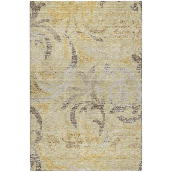 Dream Shag Premium Machine Washable Abstract ADS764 Gold 10 ft. x 14 ft. Area Rug
