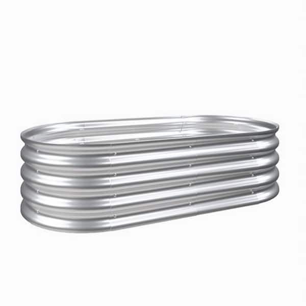 4 x 2 x 1ft. Silver Metal Raised Garden Bed, Galvanized Planter Box with Open Bottom for Vegetables, Flowers and Herbs