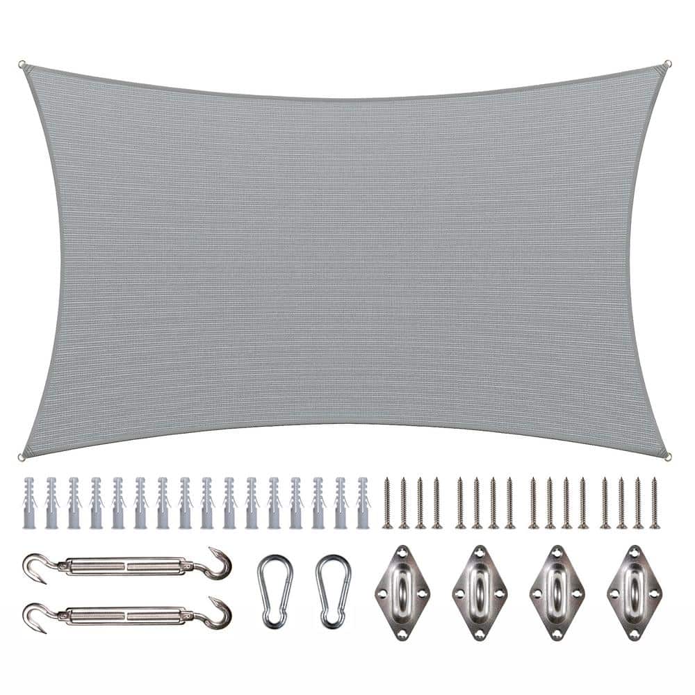 12 ft. x 18 ft. 190 GSM Grey Rectangle Sun Shade Sail with Rectangle Kit price history on PriceWatchPro