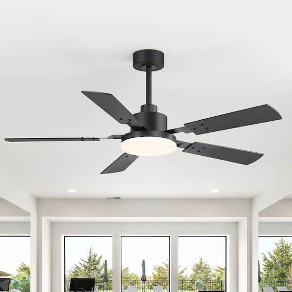 Breezary Larrisa 52 in. Standard Black Ceiling Fan with Integrated