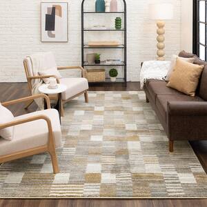 Pernette Gray/Beige 7 ft. 10 in. x 10 ft. Geometric Area Rug