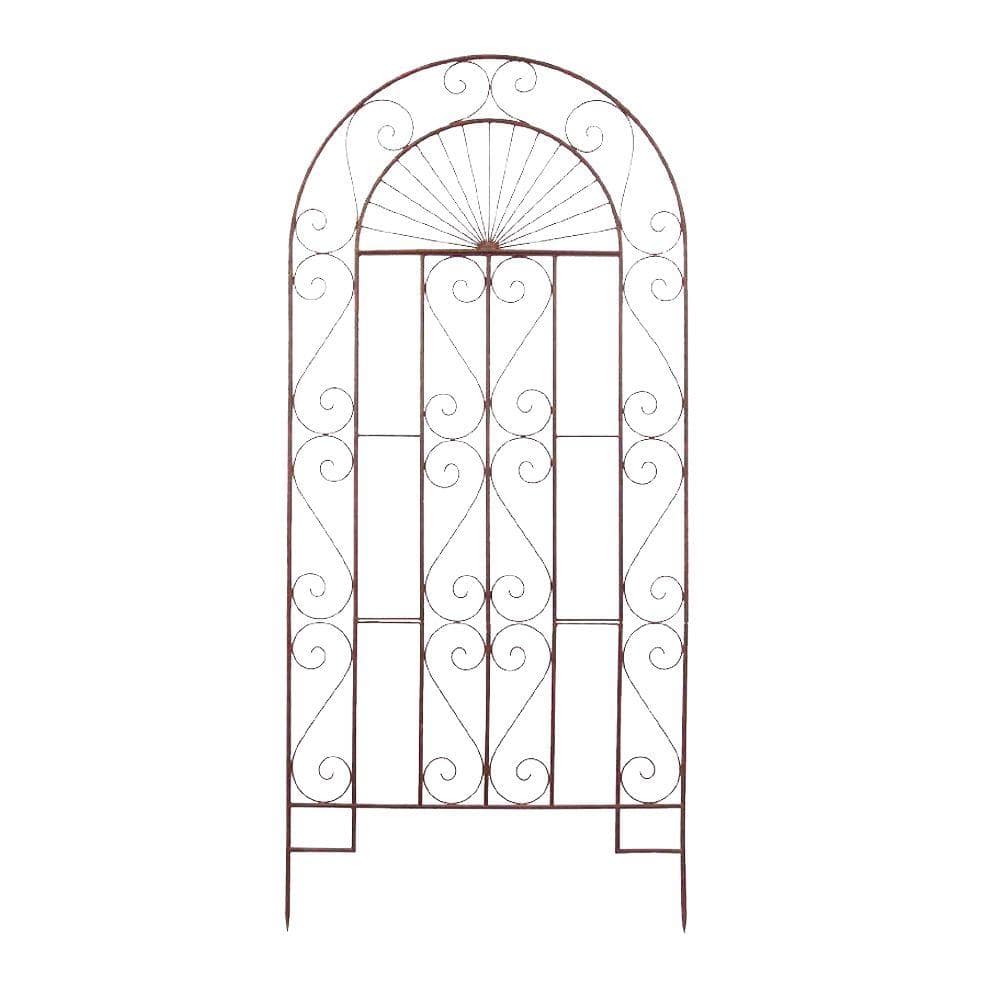 Natural Patina Metal Trellis with Scroll Design