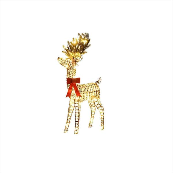 50 in. H 3D Rattan Reindeer with Warm White LED for Home Yard Patio Garden Outdoor Christmas Decor