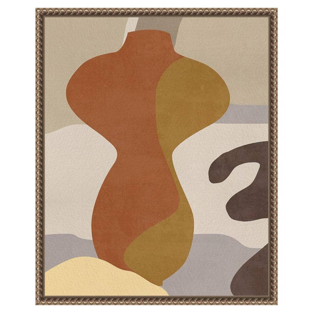 Cubist Vase IV Abstract Canvas Print with Bronze Frame
