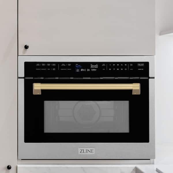 Autograph Edition 24 in. 1.6 cu ft. Convection Microwave Oven in Satin Stainless Steel with Champagne Bronze Accents