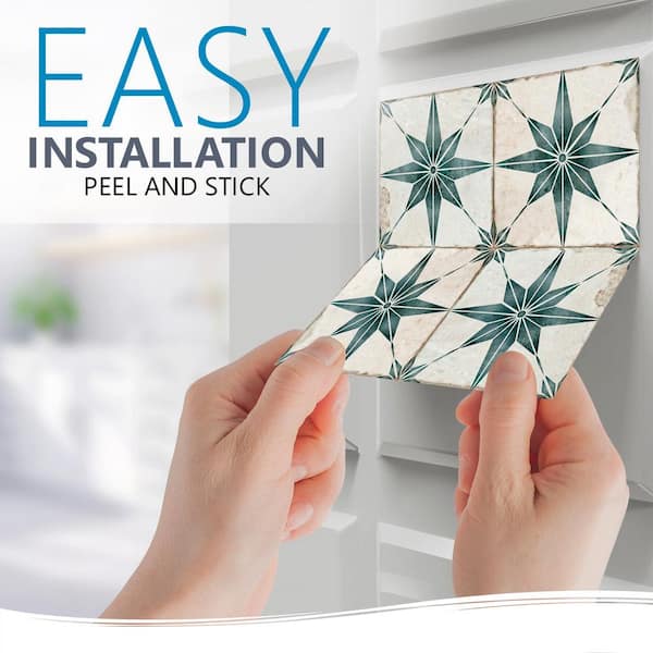 Sun Tile Olive Floor Tile Sticker Panel, Peel and Stick Decal