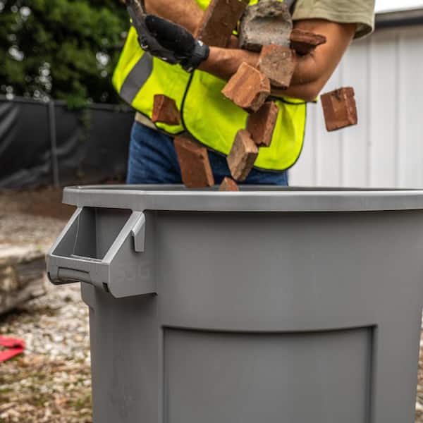 Husky 55 gal. Grey Heavy Duty Commercial Outdoor Trash Can with