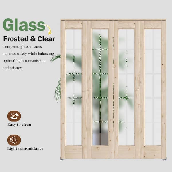 easelife 48 in. x 80 in. 3/4 Lite Frosted Glass Preassembled Solid