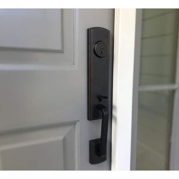 Italian Collection Briona Single Cylinder Edged Bronze Door Handleset with Artino Interior Right-Hand