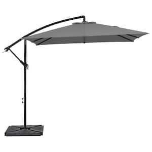8 ft. x 8 ft. Steel Square Cantilever Patio Umbrella with Weighted Base in Gray