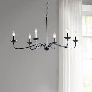 Brighton Matte Black 6-Light Farmhouse Metal Chandelier