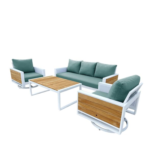HiGreen Outdoor Denver 4-Piece Aluminum Outdoor Patio Conversation Seating Set with Acrylic Cast Breeze Cushions