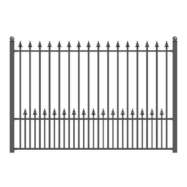 Munich Style 5 ft. x 8 ft. Black Iron Fence Panel
