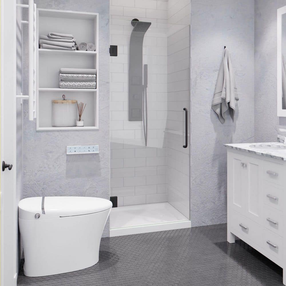 Passion Series 24 in. x 72 in. H Hinged Frameless Shower Door in Gunmetal w