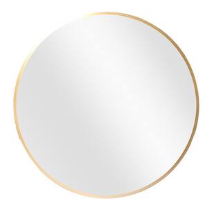 23.6 in. x 23.6 in. Modern Round Framed Gold Bathroom Vanity Mirror