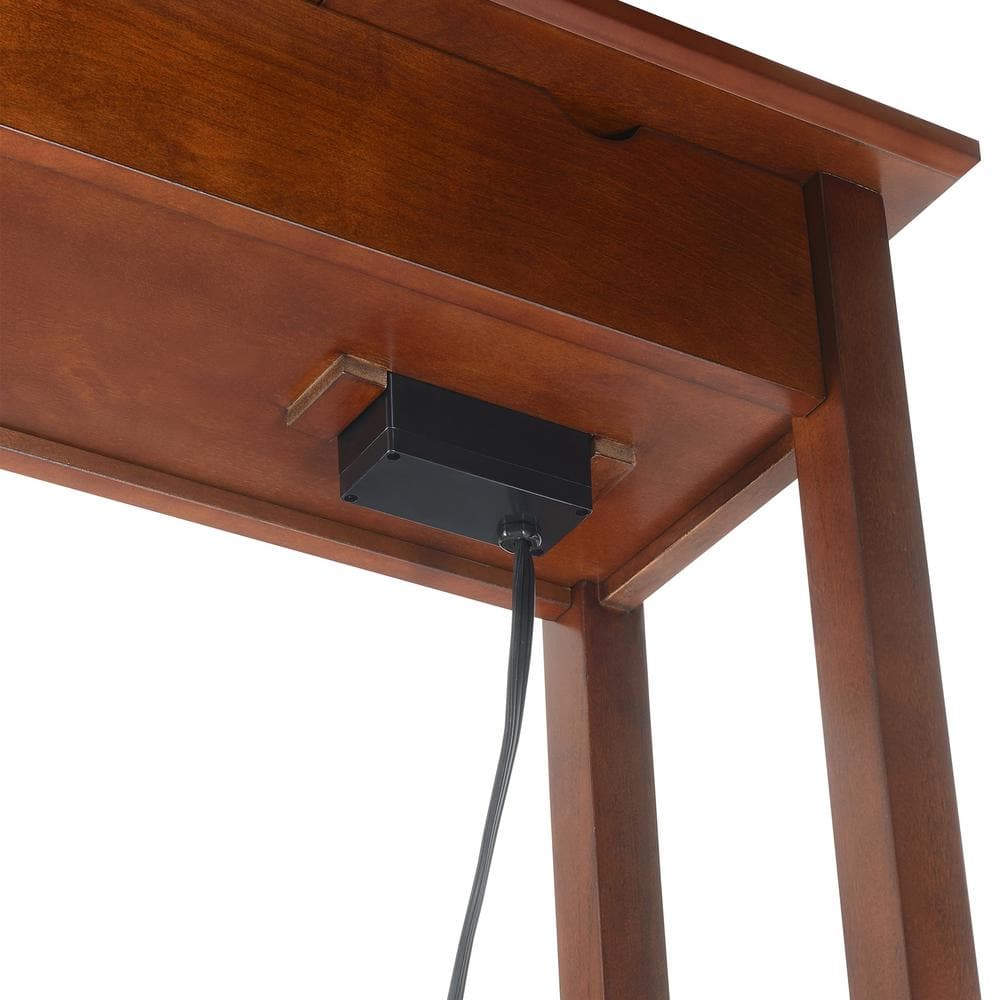 Espresso Heritage 23" Flip Top Wood End Table with Charging Station