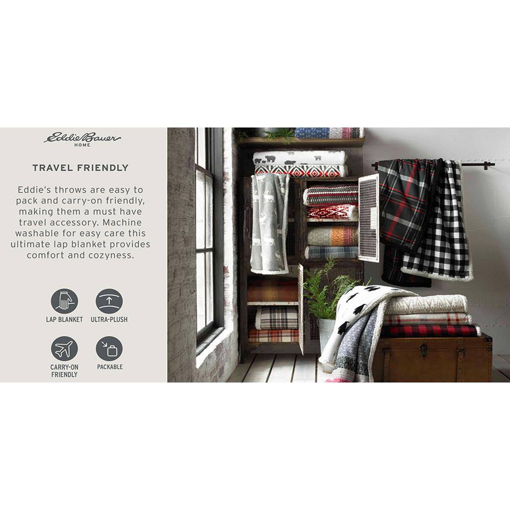 Red and Black Plaid Cotton Sherpa Reversible Throw Blanket