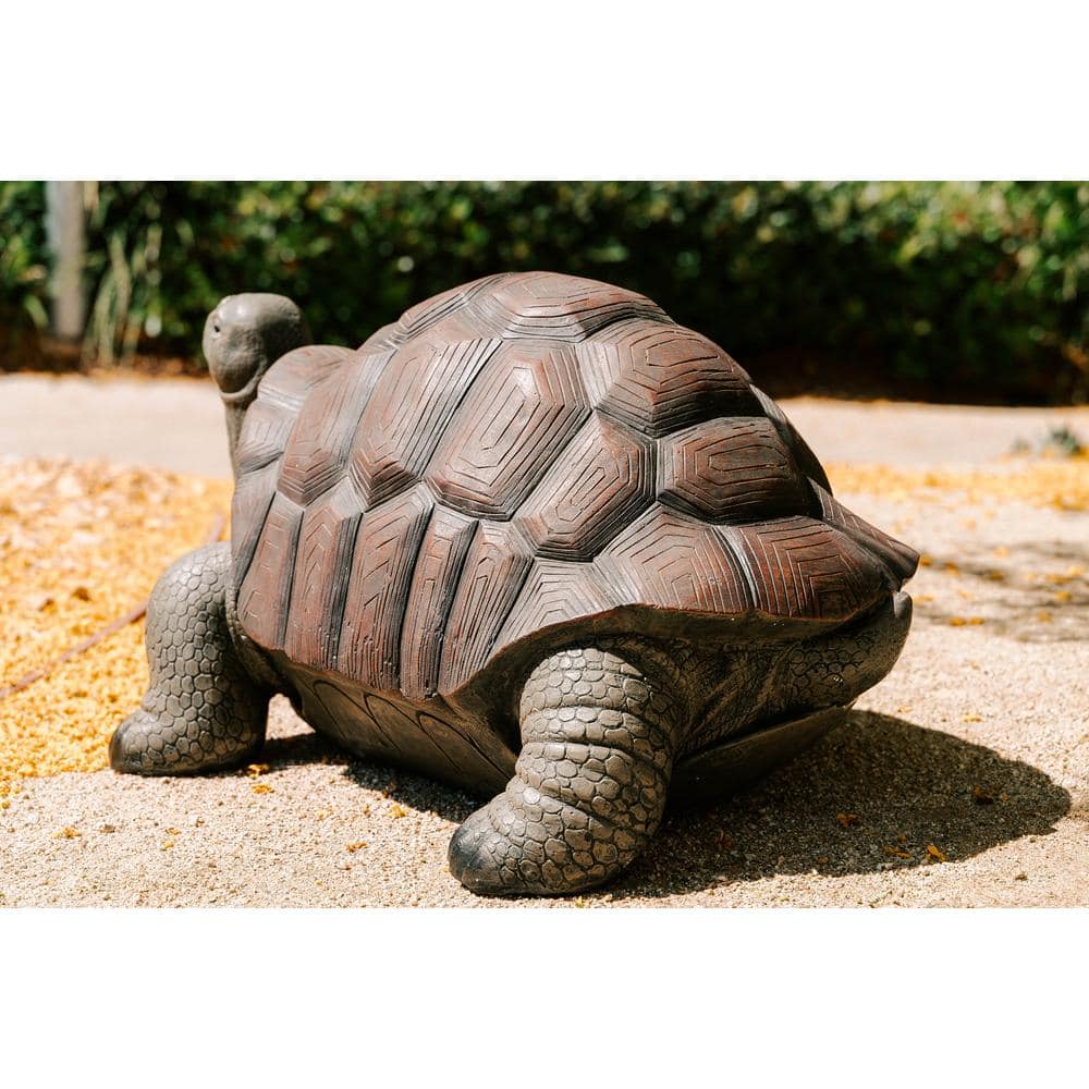 28" Brown and Black Concrete Tortoise Garden Statue