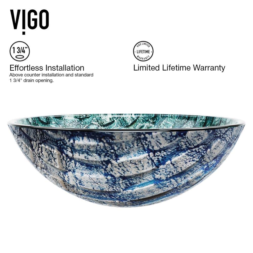Oceania Teal and Aqua Glass Circular Vessel Sink