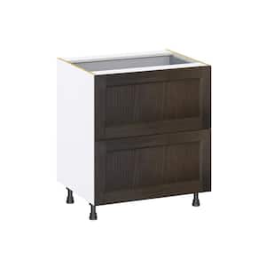 Georgetown 30 in. W x 24 in. D x 34.5 in. H Assembled Drawer Base Kitchen Cabinet in Chestnut with 3-Drawers