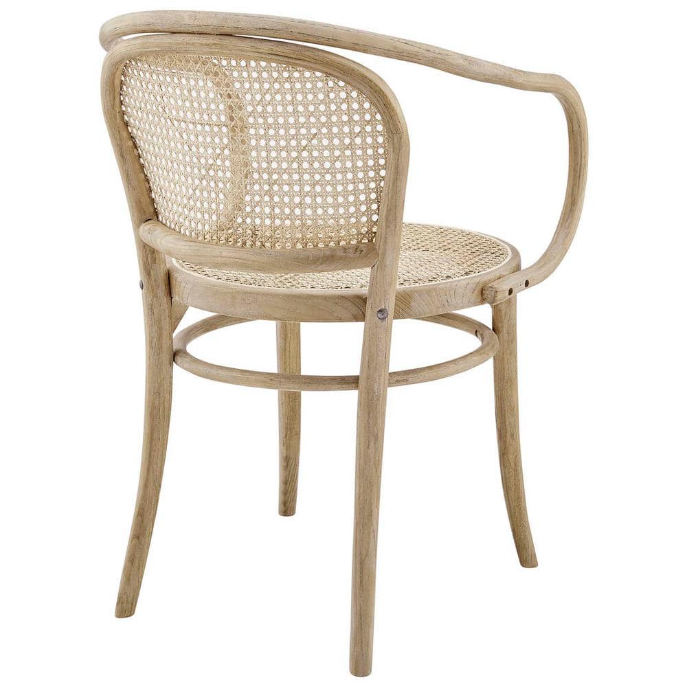 Gray Low Wood and Cane Arm Chair