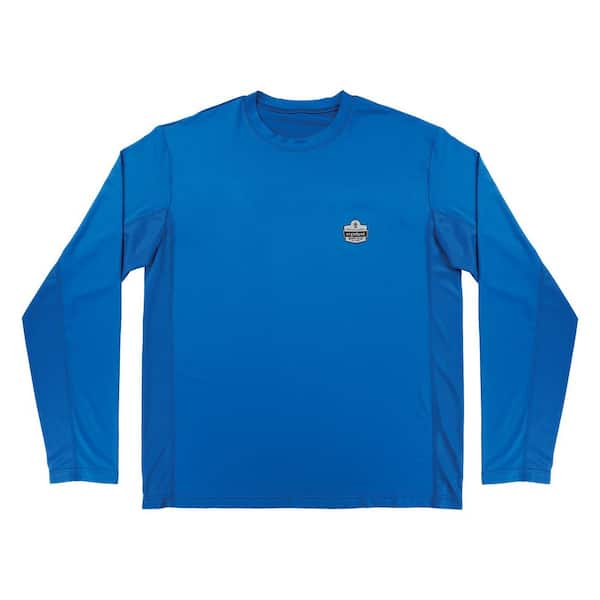 Chill-Its 6689 Men's 3 XL, Blue Cooling Long Sleeve Shirt with UV Protection