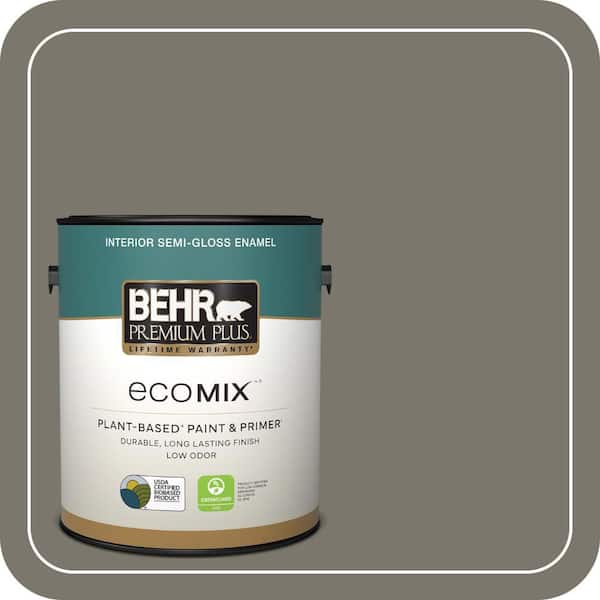 1 gal. #ECC-46-2 Eagle Ridge Semi-Gloss Enamel EcoMix Plant-Based Interior Paint & Primer