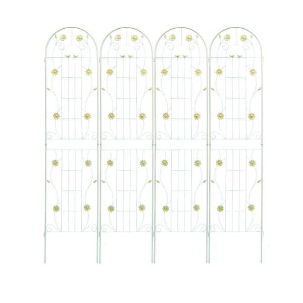 ITOPFOX 86.7 in. x 19.7 in. White Metal Garden Rustproof Trellis for Climbing Plants Outdoor Flower Support Décor (4-Pack)