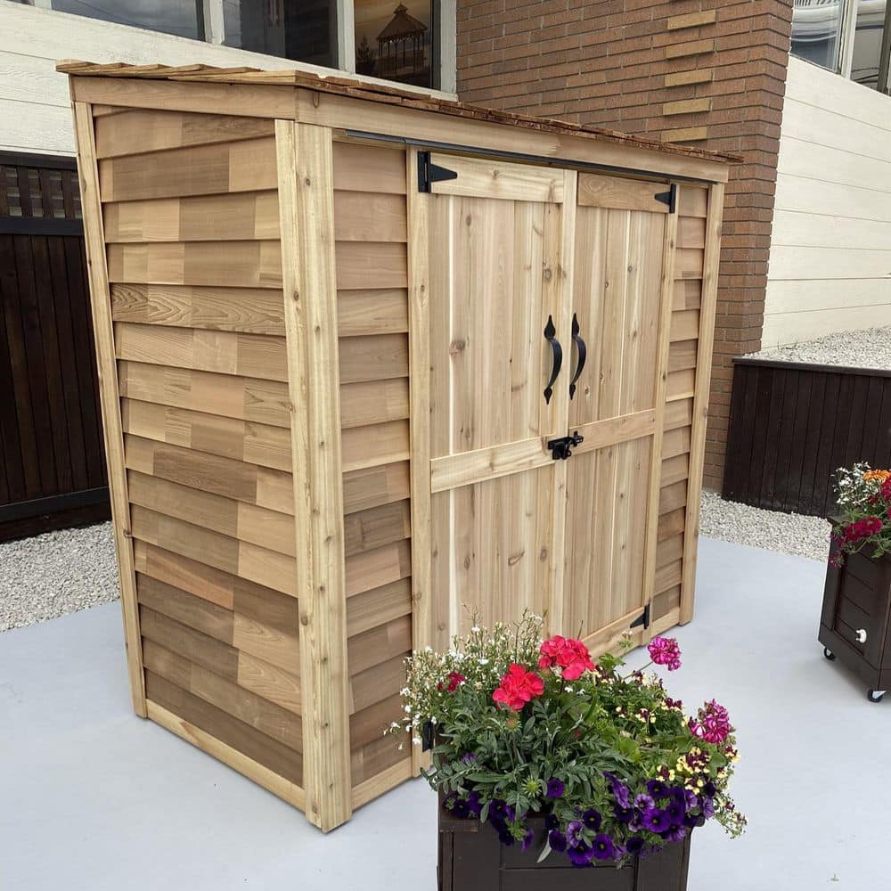 Grand Garden Chalet 6x3 Medium-Brown Wood Shed with Cedar Roof