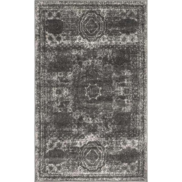 Unique Loom Bromley Wells Dark Gray 3' 3 x 5' 3 Area Rug