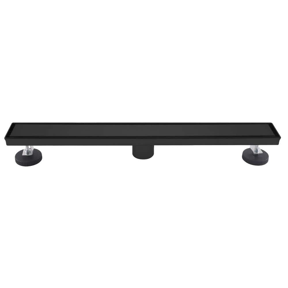 23.6 Inch Linear Shower Drain With Hair Strainer Rectangular Stainless Steel Bathroom Floor Drain in Matte Black price history on PriceWatchPro