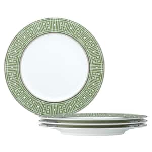 Infinity Green Platinum 8.5 in. (Green) Bone China Salad Plates, (Set of 4)