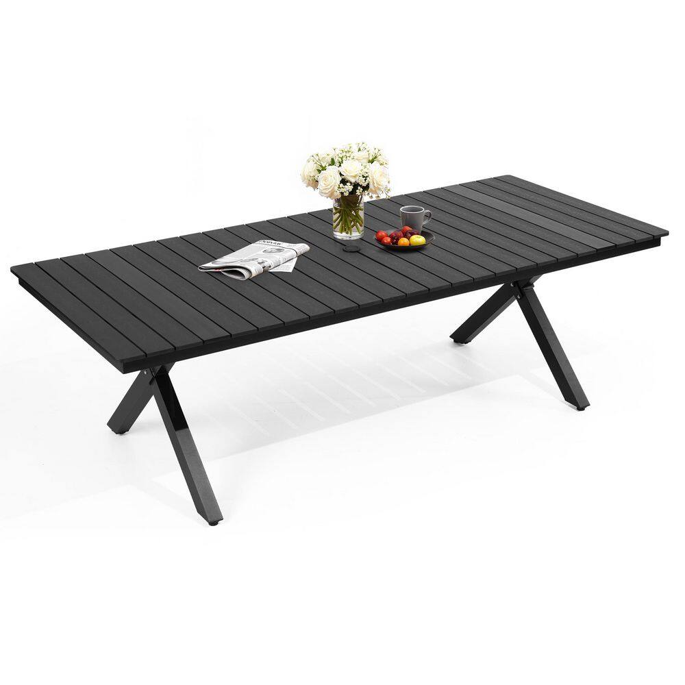 94.3 in. Black Aluminum Rectangular Outdoor Dining Table with 1.6 in. Umbrella Hole price history on PriceWatchPro